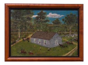Harvey Milligan Amish Farmhouse Pastoral Scene Oil on Canvas