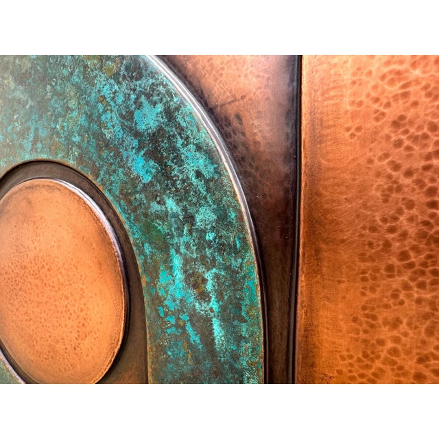 Abstract Geometric Copper Wall Sculpture With Verdigris For Sale - Image 12 of 14
