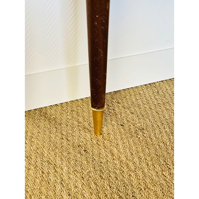 Wood Art Deco Style Dining Table in Varnished Chevron-Patterned Wood, 1950 For Sale - Image 7 of 11