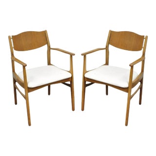 Mid 20th Century Young Mfg Mid Century Danish Modern Walnut Teak Curved Dining Arm Chairs - a Pair For Sale