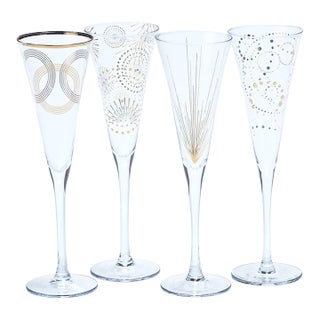 Festivity Champagne Flutes, Set of 4 For Sale