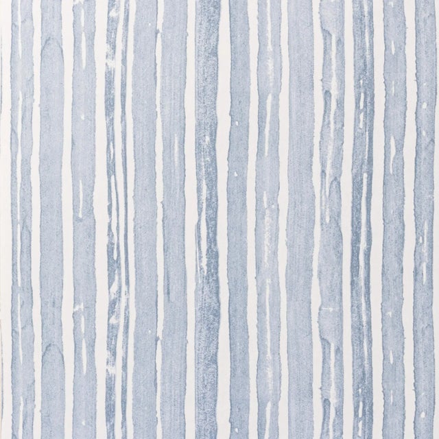 Traditional Carrier & Company for Lee Jofa Benson Stripe Wallpaper, Faded Denim For Sale - Image 3 of 4