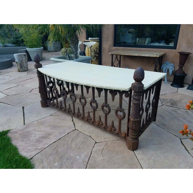 Antique Cast Iron and Vincenza Shell Limestone Top Desk For Sale - Image 9 of 13