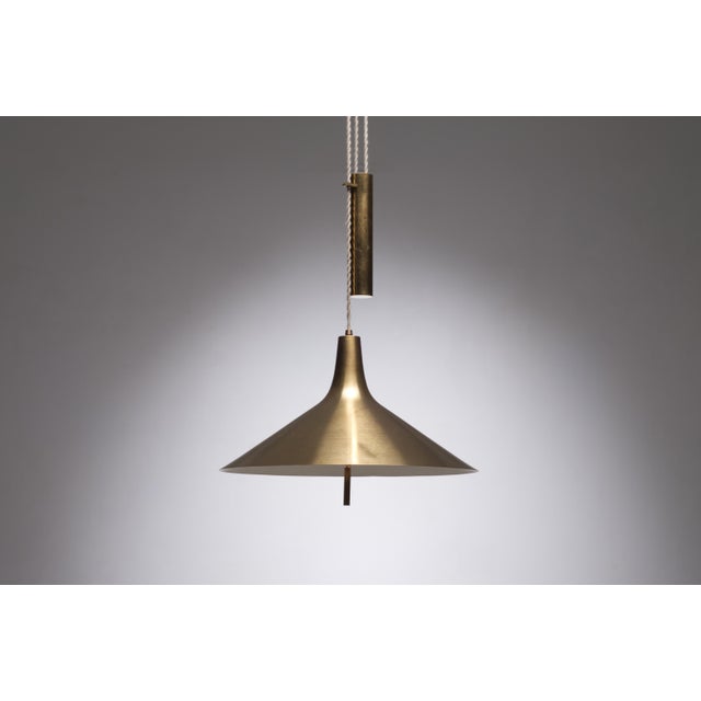 Vintage Brass Pendant Lamp by Thomas Valentiner, 1965 For Sale - Image 9 of 9