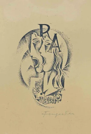 Michel Fingesten, Ex Libris R. A., woodcut, 1930s