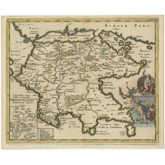 Antique Map of the Peloponnese Peloponnesus by Cluver, 1697 For Sale - Image 9 of 9