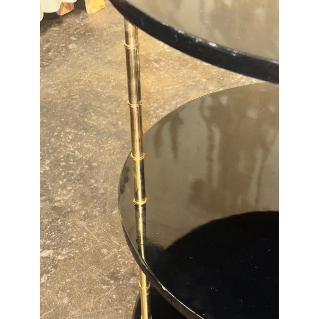 Italian Brass Bamboo and Black Lacquered Etagere Table For Sale In Dallas - Image 6 of 7