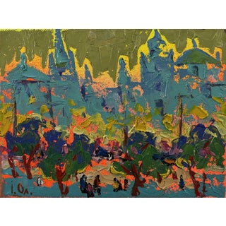 Oil Painting City in the Rays of Sunset Oleksiy Ivanyuk For Sale