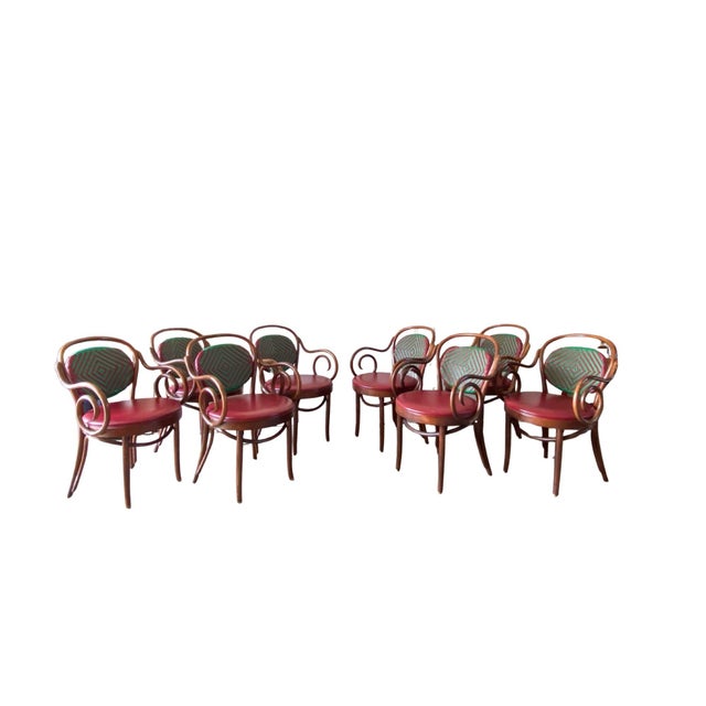 1990's Cafe Armchairs by Shelby Williams Industries in the Style of Micheal Thonet , Set of 8 For Sale - Image 15 of 17