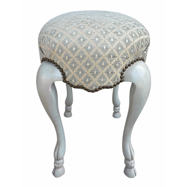 Minton-Spidell 18th C Style Hoof Foot Pouf Footstool Ottoman W Cut Velvet For Sale - Image 4 of 6