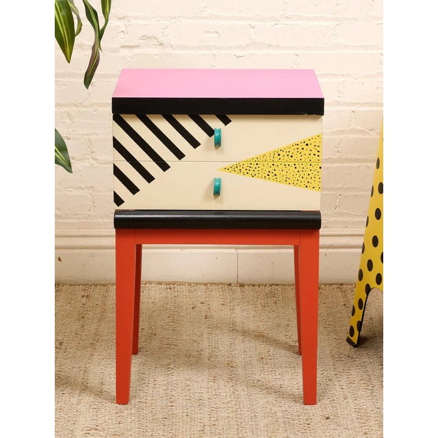 90's Style Hand Painted Nightstand For Sale In Los Angeles - Image 6 of 12