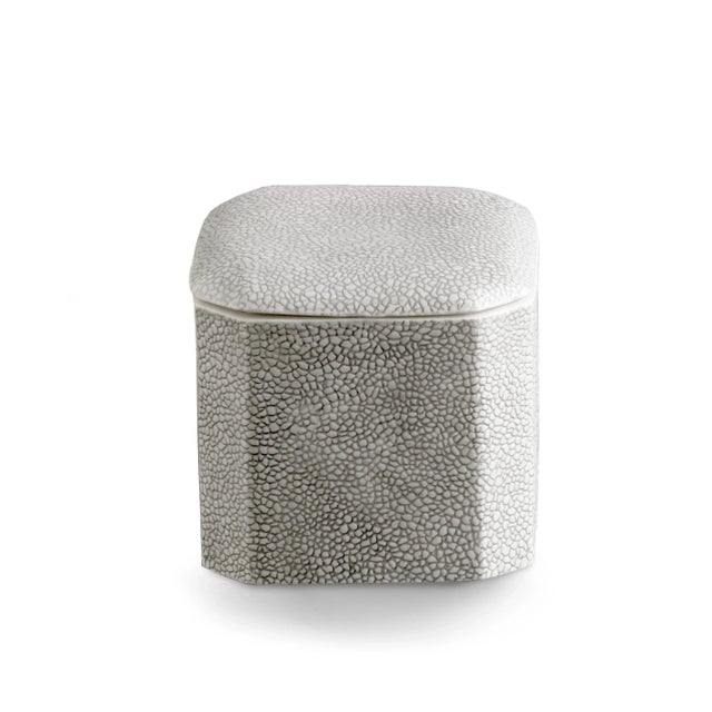 Modern Shagreen Bath Accessories Cotton Jar For Sale - Image 3 of 3
