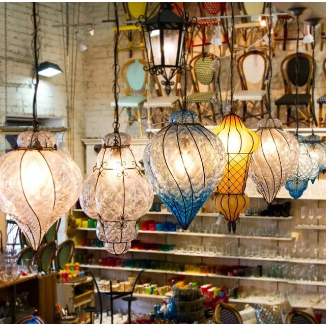 1940s Venetian Blown Glass Scavo Lantern For Sale - Image 9 of 12