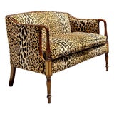 Vintage Regency Napoleon 111 Leopard Velvet Settee For Sale
