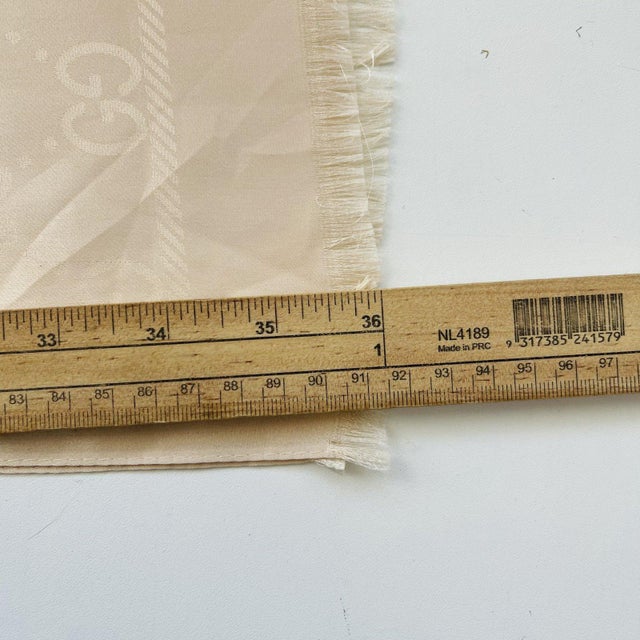 Beige Gucci Beige Logo Silk Scarf For Sale - Image 8 of 8