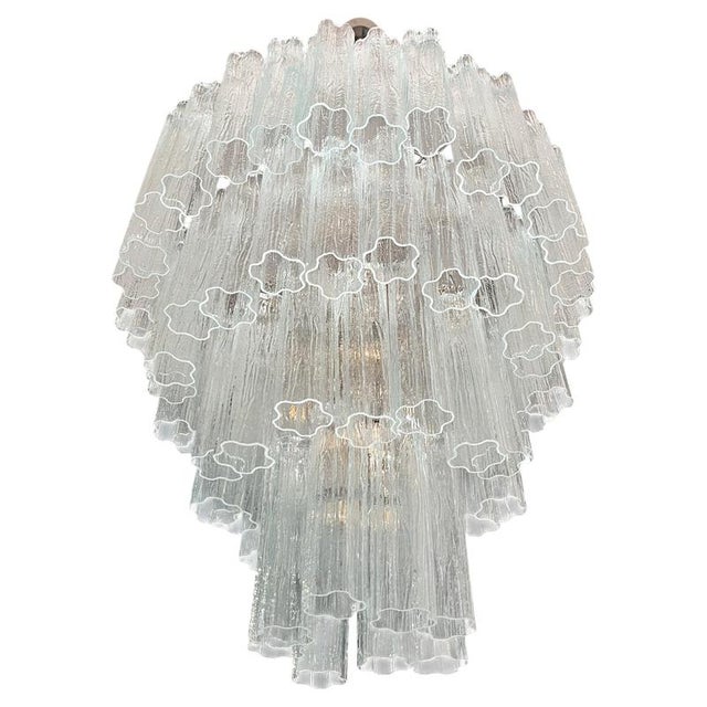 Italian Chandelier in Transparent Murano Glass, 1990, Set of 2 For Sale - Image 10 of 17