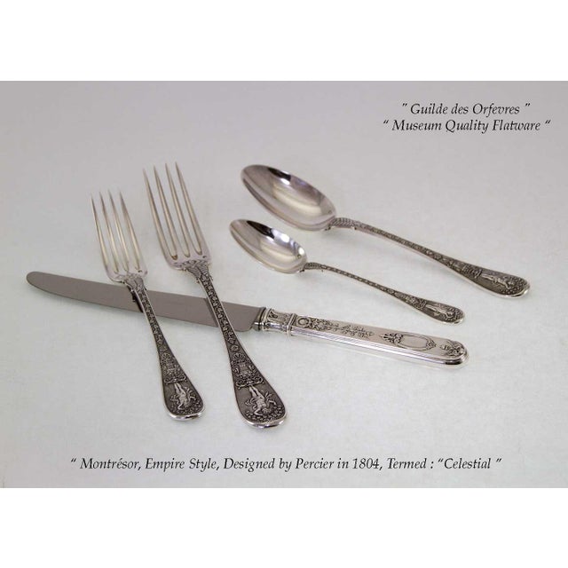 Traditional 1990s Montrésor Sterling Silver Hand-Crafted 5-Piece Flatware Place-Setting For Sale - Image 3 of 12