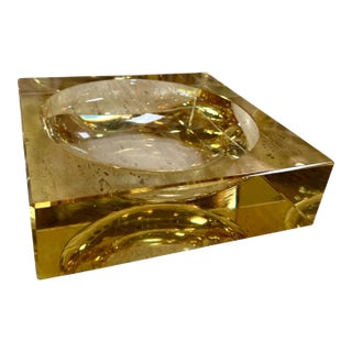 Yellow Glass Ashtray Circa 1970's Italy For Sale