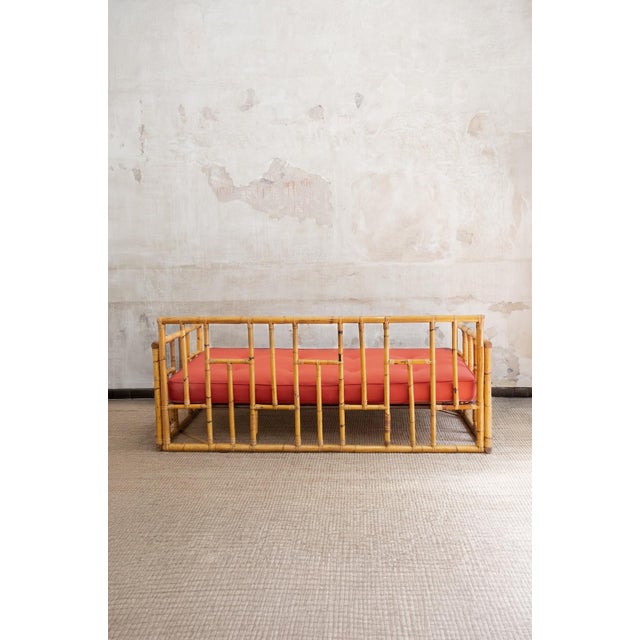 Bamboo Sofa with Geometric Structure – Vivai Del Sud – “Ming” Series – Colin Morrow – 1970s Bamboo structure with...