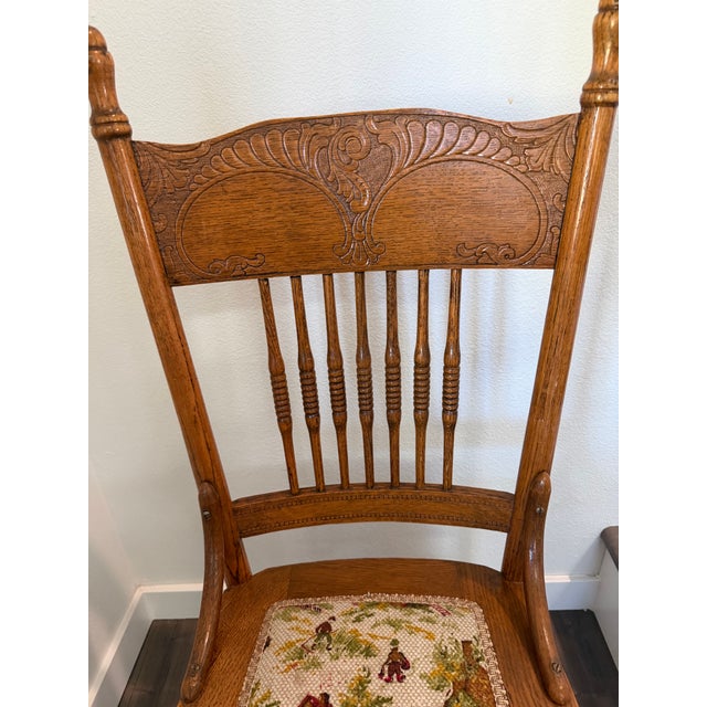 Early 20th Century Antique Oak Pressed-Back Chair For Sale - Image 5 of 8