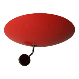 Pierre Disderot Model #2059 Large Perforated Wall Lamp in Red and Dark Chrome For Sale