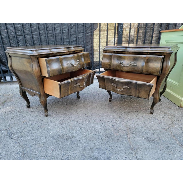 1970s Two French Provincial Style Wood Bombay Nightstands. For Sale - Image 13 of 18
