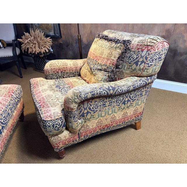 Traditional 1990s Pearson Furniture Upholstered Lounge Chair With Ottoman For Sale - Image 3 of 11