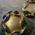 1980s Costume Jewelry Gilt Metal and Cabochon Glasses Italian Clip-on Earrings For Sale - Image 4 of 12