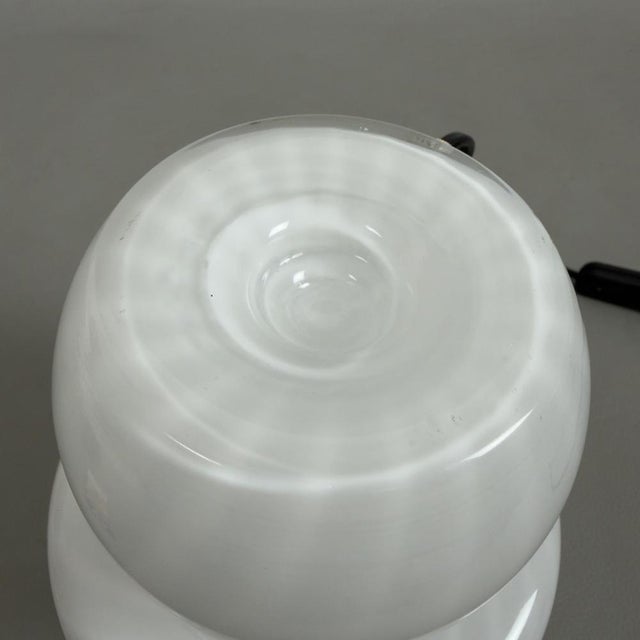 Glass Vintage Murano Glass Table Lamp in Glossy White, 1970s For Sale - Image 7 of 11
