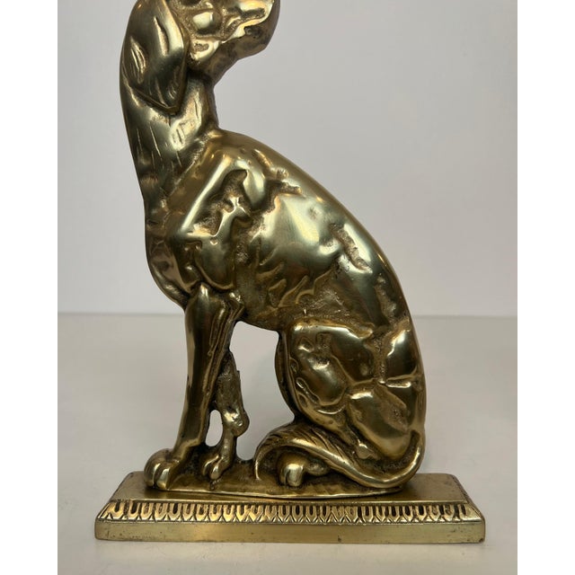 Bronze Pair of bronze andirons depicting dogs French works from the Art Deco period For Sale - Image 8 of 12