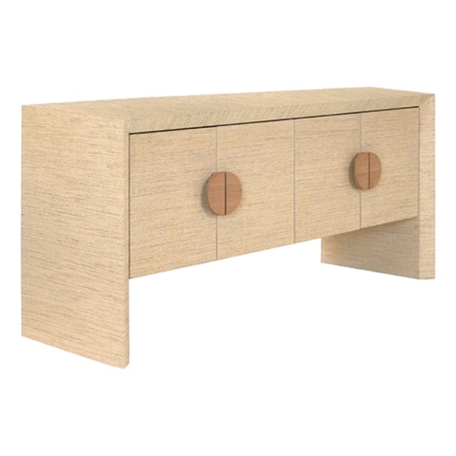Matthew Izzo Home Colt Natural Grasscloth Four Door Buffet For Sale
