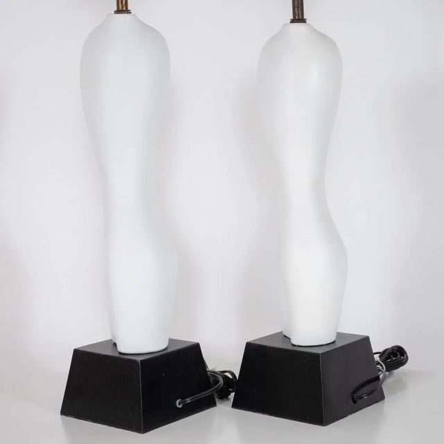 1980s Organic Ceramic Table Lamps - A Pair For Sale - Image 5 of 9