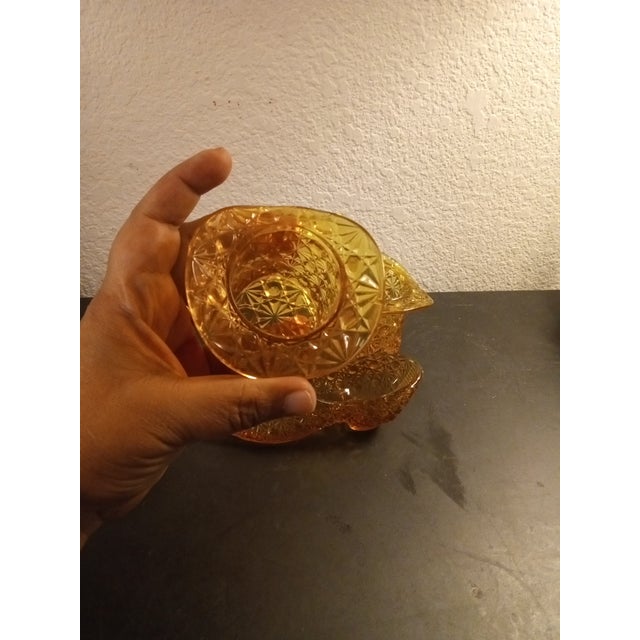 1960s 1960s Fenton Daisy & Buttons Amber Top Hat & Shoe Figurines - 3 Piece Set For Sale - Image 5 of 6