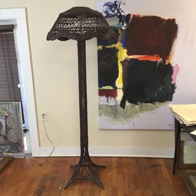 Antique Rattan Eiffel Tower Floor Lamp For Sale - Image 12 of 12