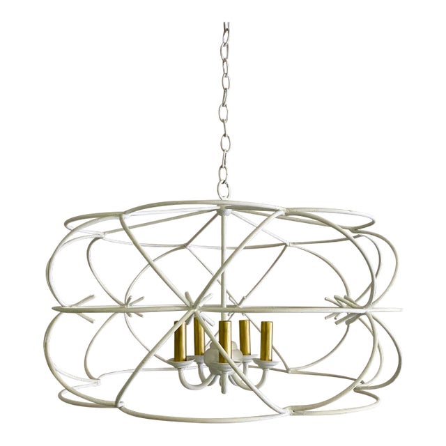 Late 20th Century Curry and Company Geometric Iron Chandelier For Sale