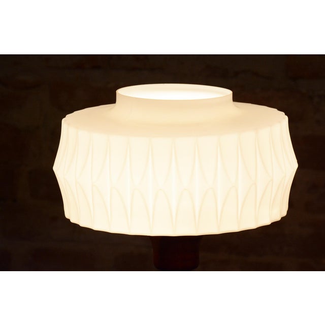 Metal Mid-Century Table Lamp in Walnut, Brass and Glass, Czech, 1960s For Sale - Image 7 of 12