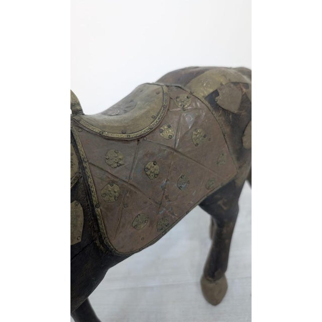 Indian Wooden Ceremonial Horse with Brass from Charles Mareck, 1920s For Sale - Image 13 of 18