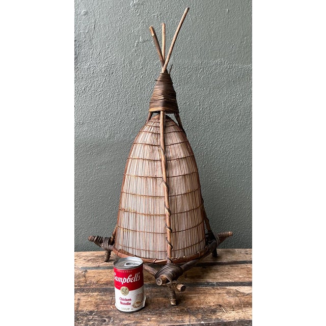 Vintage Japanese Woven Reed Table Lamp For Sale - Image 16 of 18