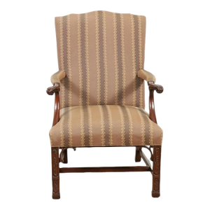 Late 20th Century Southwood Carved Mahogany Chinese Chippendale Open Arm Chair