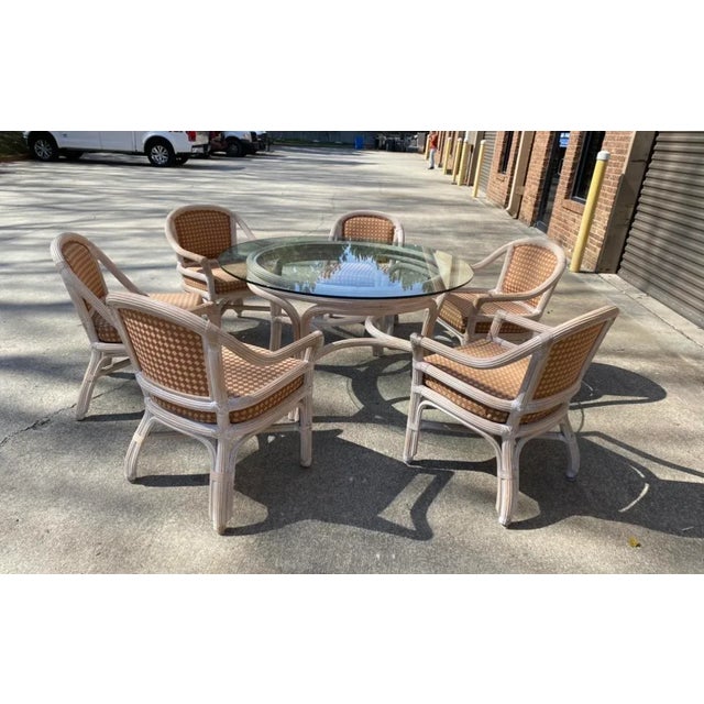 1970s Vintage Reed Dining Set - Set of 7 For Sale - Image 4 of 5