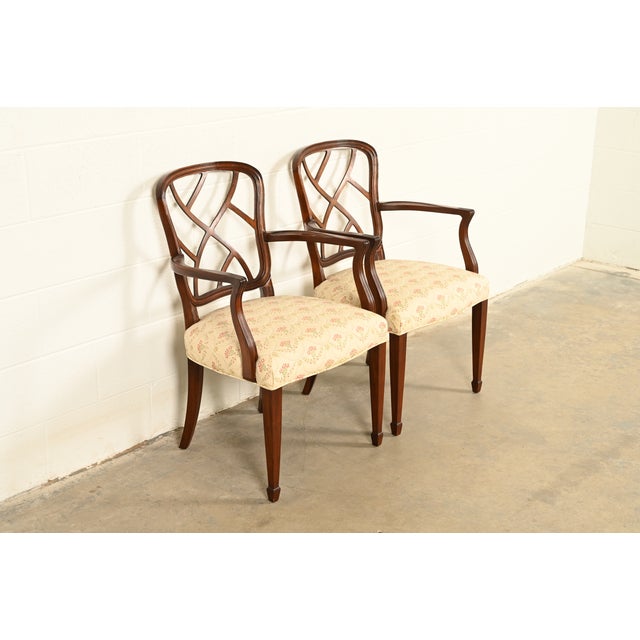 Kindel Furniture Kindel Furniture Style Federal Carved Mahogany Armchairs, Pair For Sale - Image 4 of 14