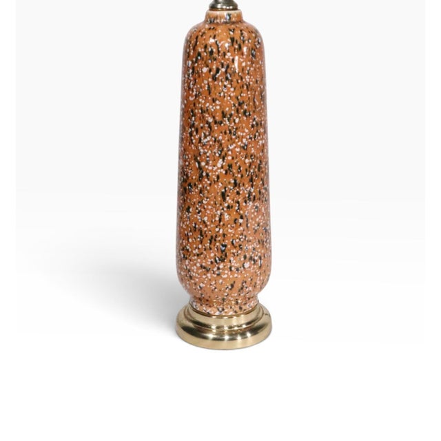 Brown 1950s Mid Century Modern Ceramic Confetti Glaze Ceramic Table Lamp For Sale - Image 8 of 11