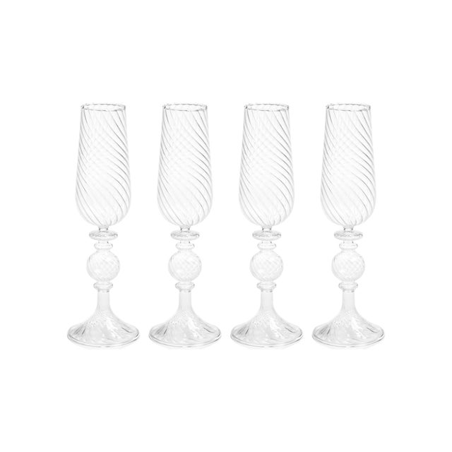 Rialto Twisted Optic Champagne Glasses, Set of 4 For Sale In Los Angeles - Image 6 of 6