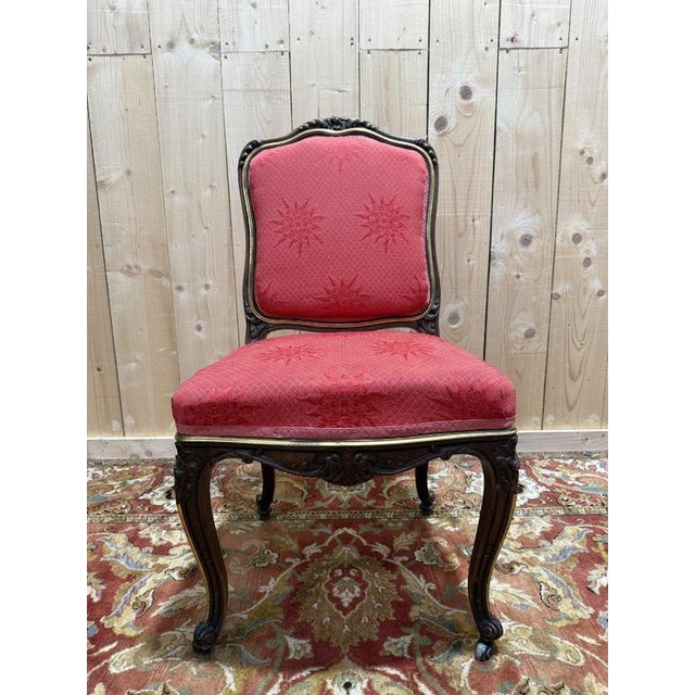 Louis XV Style Chairs in Walnut and Brass, Set of 6 For Sale - Image 3 of 12