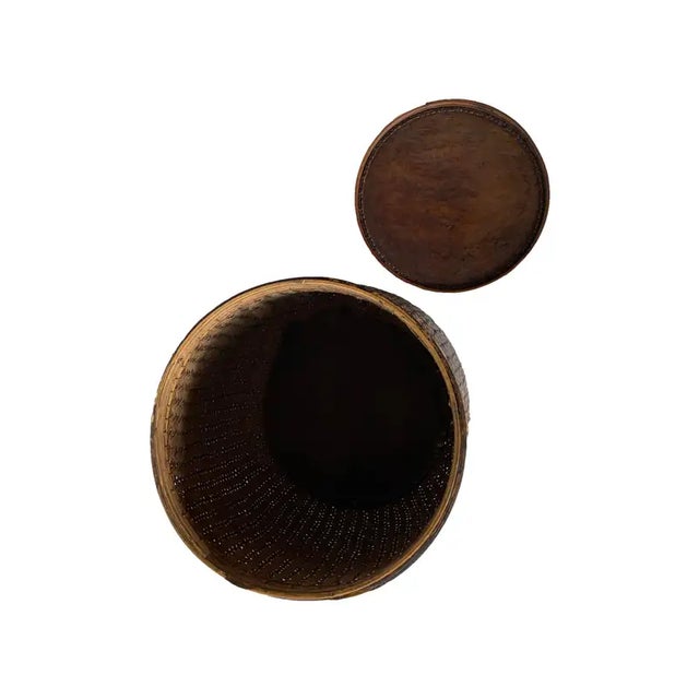 1950s Rattan Basket Dayak Tribe Hand-Woven From Kalimantan, Borneo, Mid 20th Century For Sale - Image 5 of 7