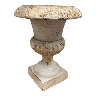 Petite Antique French Cast Iron Urn For Sale