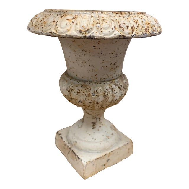 Petite Antique French Cast Iron Urn For Sale