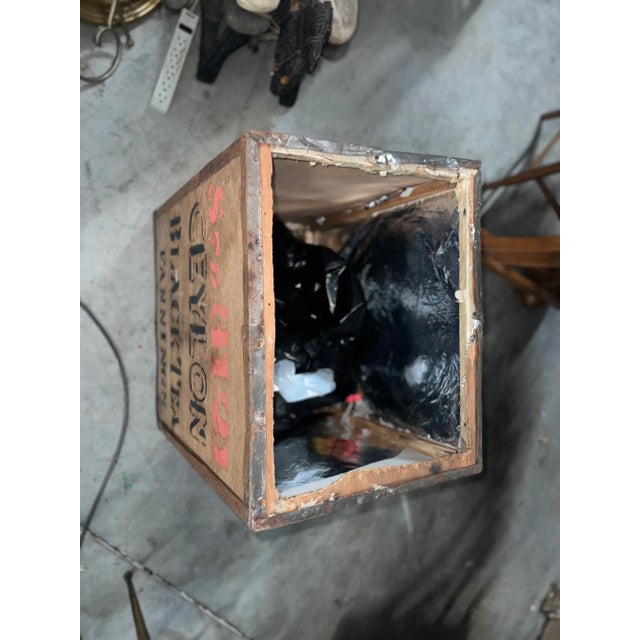 Antique Wooden Tea Box Planter For Sale - Image 4 of 5