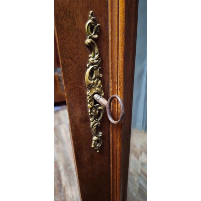 Wood Louis XV Style Wardrobe with Mirror in Carved Walnut For Sale - Image 7 of 12