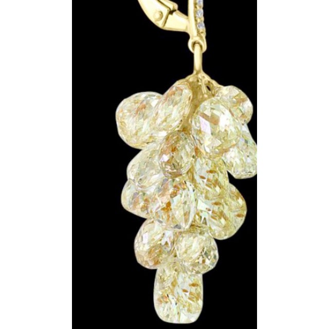 2010s 27 Carat Diamond Briolettes Hanging Drop Earrings 18 Karat Yellow Gold For Sale - Image 5 of 18